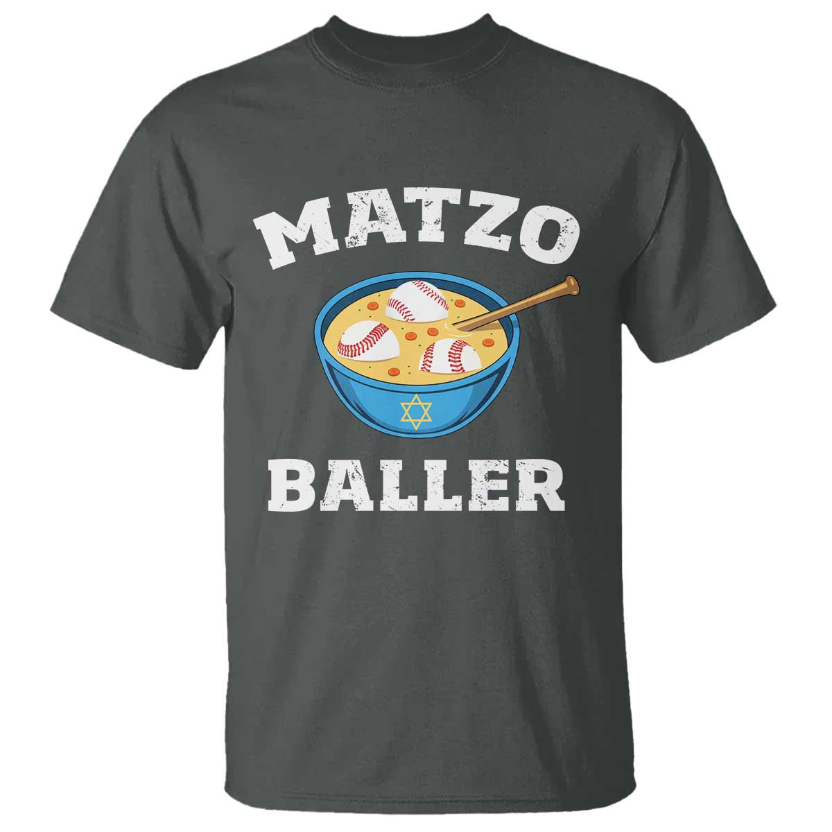 Funny Hanukkah Baseball T Shirt Matzo Baller Matzah Ball Jewish Chanukah Sports Lover TS11 Dark Heather Print Your Wear