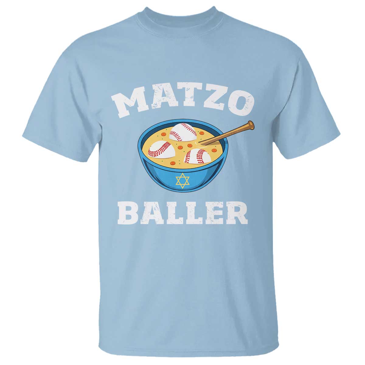 Funny Hanukkah Baseball T Shirt Matzo Baller Matzah Ball Jewish Chanukah Sports Lover TS11 Light Blue Print Your Wear
