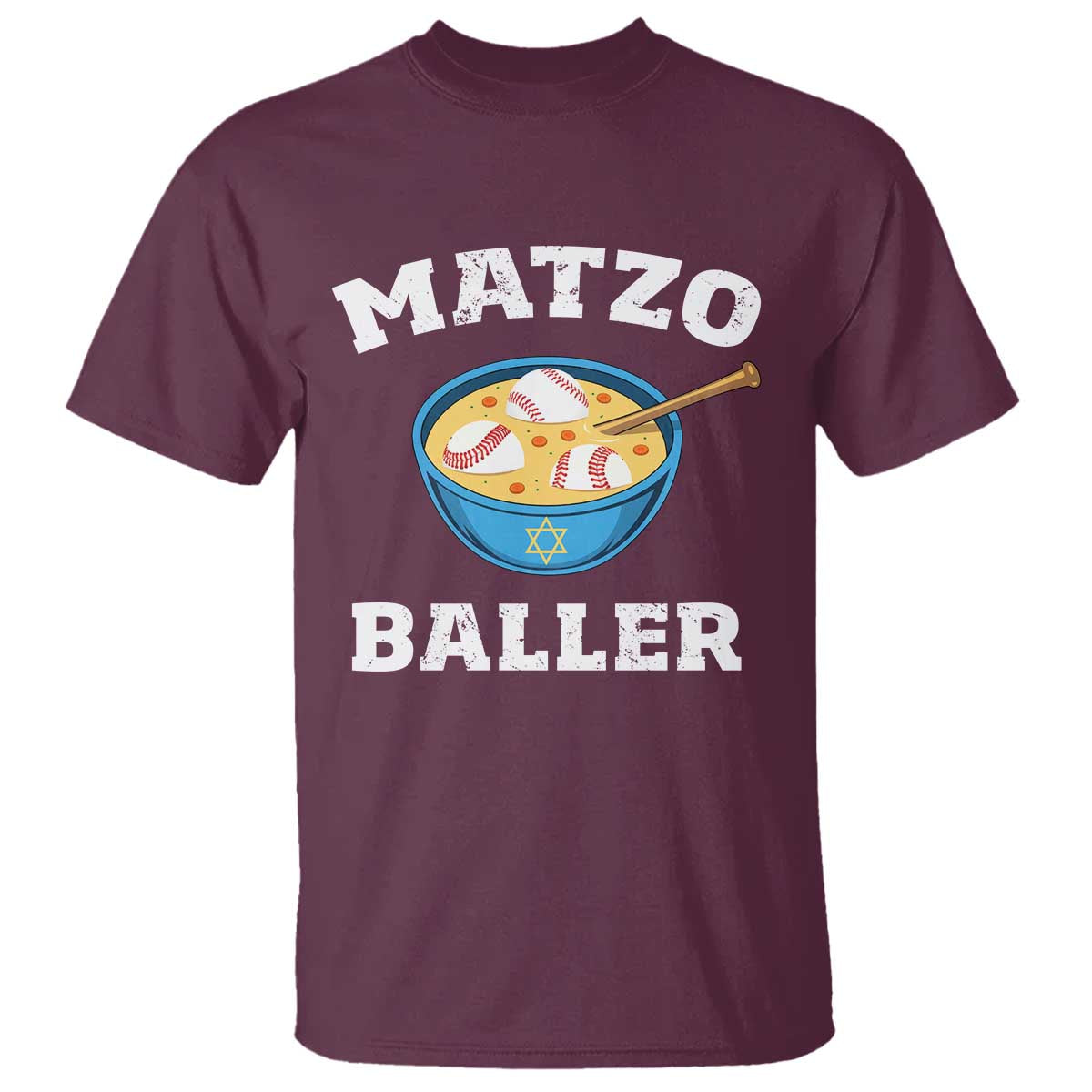 Funny Hanukkah Baseball T Shirt Matzo Baller Matzah Ball Jewish Chanukah Sports Lover TS11 Maroon Print Your Wear