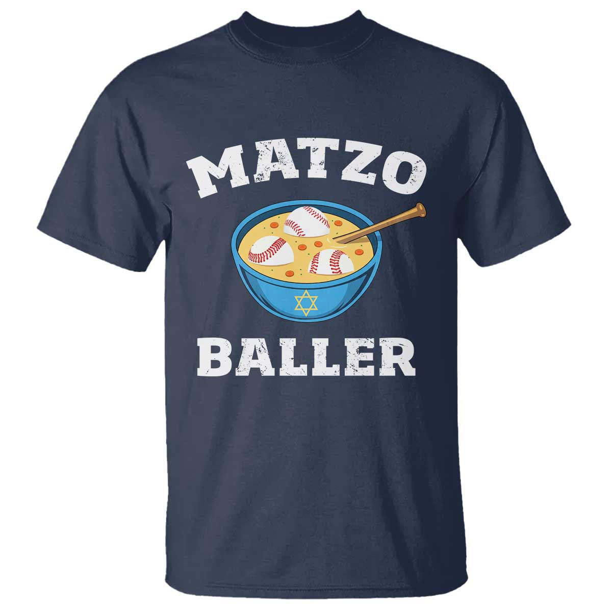 Funny Hanukkah Baseball T Shirt Matzo Baller Matzah Ball Jewish Chanukah Sports Lover TS11 Navy Print Your Wear