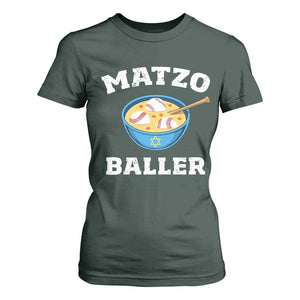 Funny Hanukkah Baseball T Shirt For Women Matzo Baller Matzah Ball Jewish Chanukah Sports Lover TS11 Dark Forest Green Print Your Wear