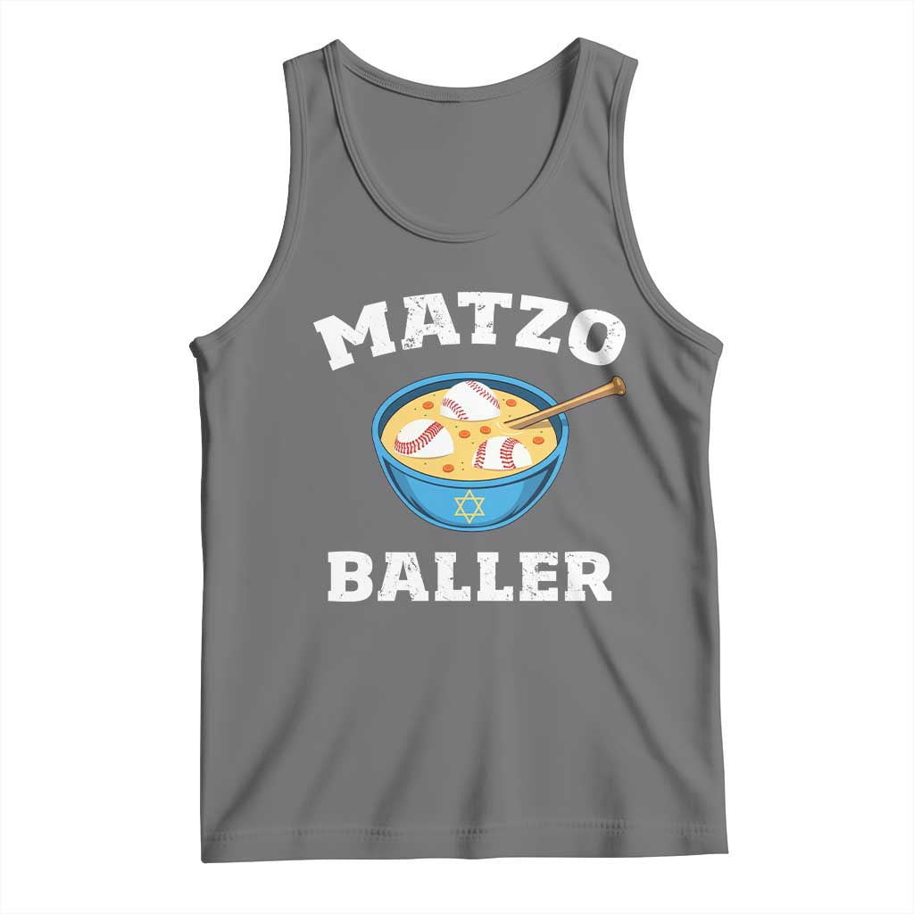 Funny Hanukkah Baseball Tank Top Matzo Baller Matzah Ball Jewish Chanukah Sports Lover TS11 Black Heather Print Your Wear