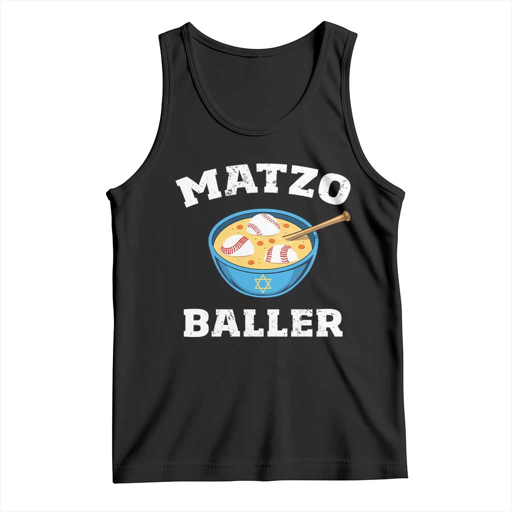 Funny Hanukkah Baseball Tank Top Matzo Baller Matzah Ball Jewish Chanukah Sports Lover TS11 Black Print Your Wear