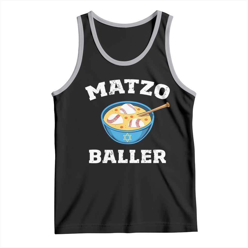 Funny Hanukkah Baseball Tank Top Matzo Baller Matzah Ball Jewish Chanukah Sports Lover TS11 Black Athletic Heather Print Your Wear