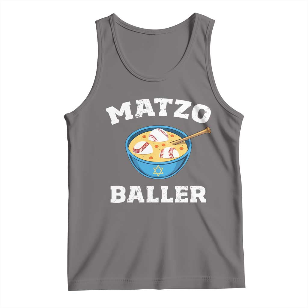 Funny Hanukkah Baseball Tank Top Matzo Baller Matzah Ball Jewish Chanukah Sports Lover TS11 Deep Heather Print Your Wear