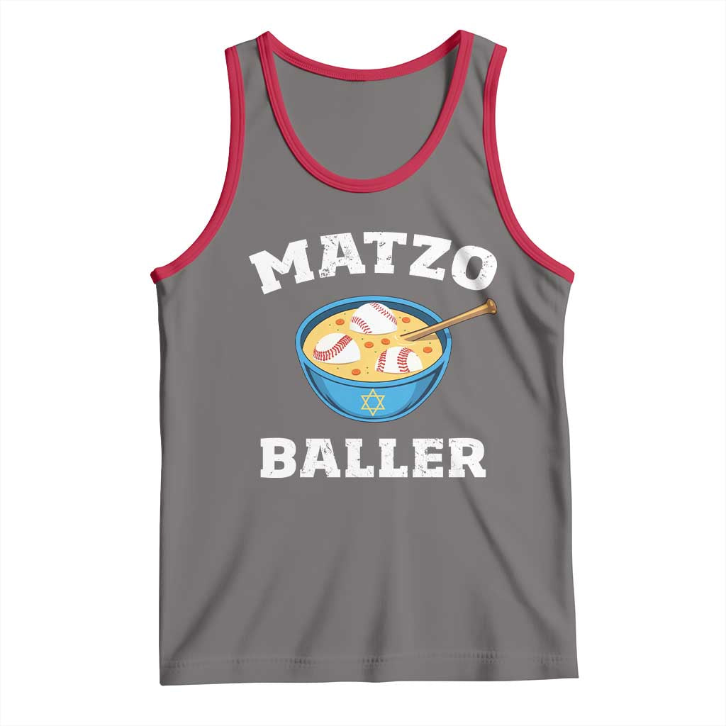 Funny Hanukkah Baseball Tank Top Matzo Baller Matzah Ball Jewish Chanukah Sports Lover TS11 Deep Heather Red Print Your Wear