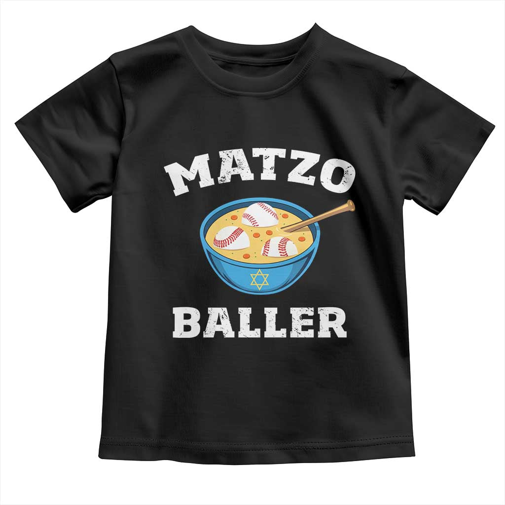 Funny Hanukkah Baseball Toddler T Shirt Matzo Baller Matzah Ball Jewish Chanukah Sports Lover TS11 Black Print Your Wear