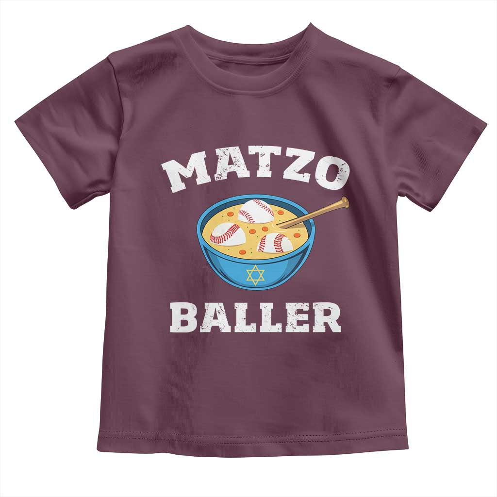Funny Hanukkah Baseball Toddler T Shirt Matzo Baller Matzah Ball Jewish Chanukah Sports Lover TS11 Maroon Print Your Wear