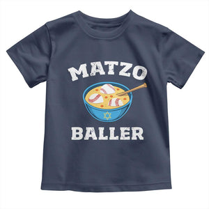 Funny Hanukkah Baseball Toddler T Shirt Matzo Baller Matzah Ball Jewish Chanukah Sports Lover TS11 Navy Print Your Wear
