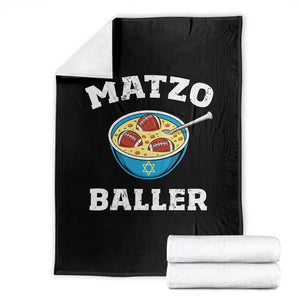 Funny Hanukkah Football Throw Blanket Matzo Baller Matzah Ball Jewish Chanukah Sports Lover TS11 Black Print Your Wear