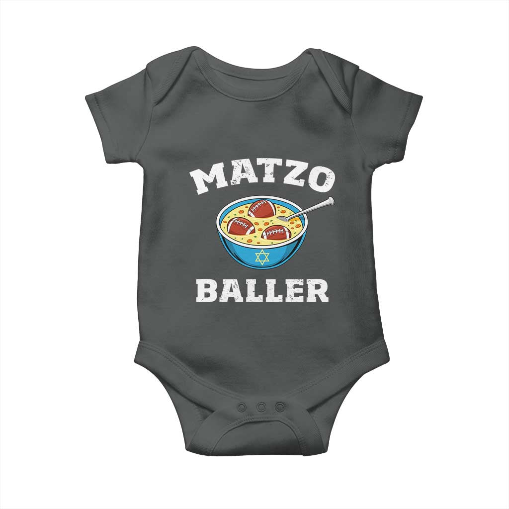 Funny Hanukkah Football Baby Onesie Matzo Baller Matzah Ball Jewish Chanukah Sports Lover TS11 Dark Heather Print Your Wear
