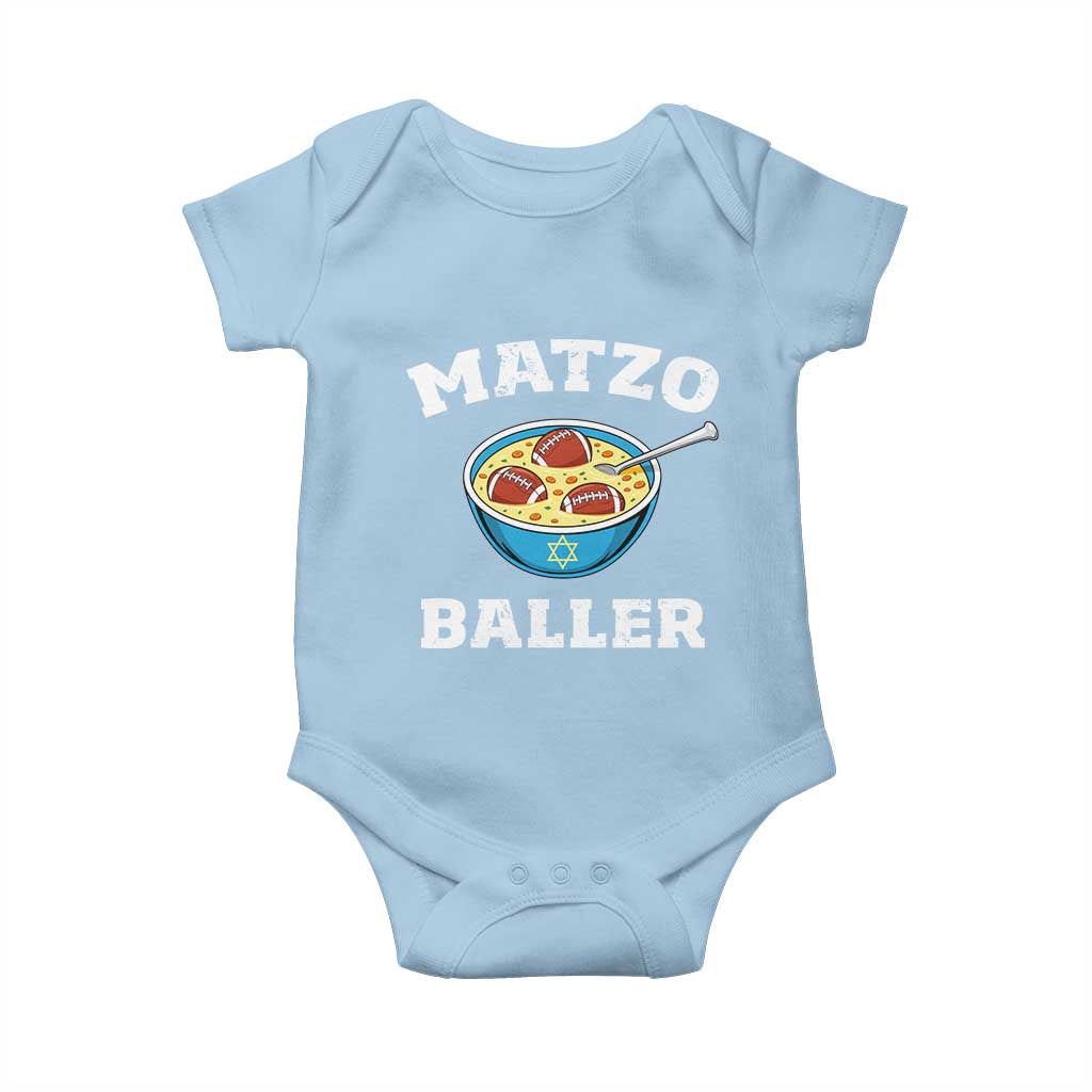 Funny Hanukkah Football Baby Onesie Matzo Baller Matzah Ball Jewish Chanukah Sports Lover TS11 Light Blue Print Your Wear