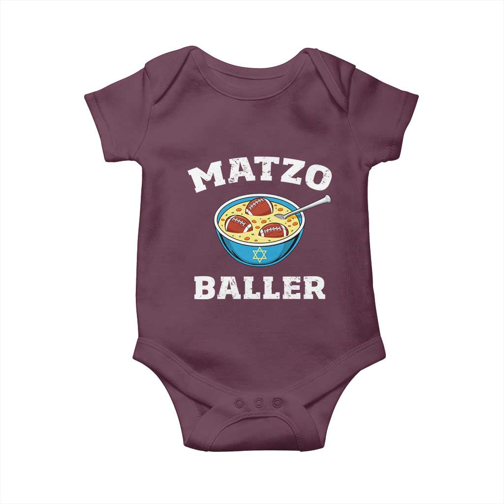 Funny Hanukkah Football Baby Onesie Matzo Baller Matzah Ball Jewish Chanukah Sports Lover TS11 Maroon Print Your Wear