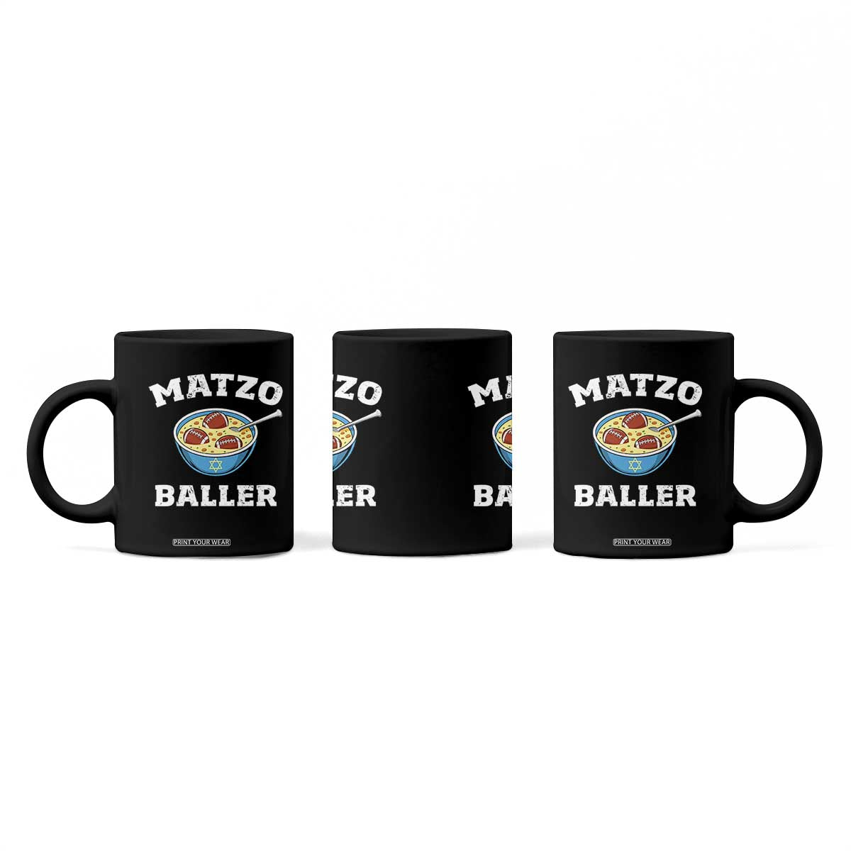 Funny Hanukkah Football Coffee Mug Matzo Baller Matzah Ball Jewish Chanukah Sports Lover TS11 Print Your Wear