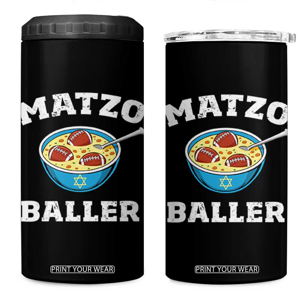 Funny Hanukkah Football 4 in 1 Can Cooler Tumbler Matzo Baller Matzah Ball Jewish Chanukah Sports Lover TS11 One Size: 16 oz Black Print Your Wear