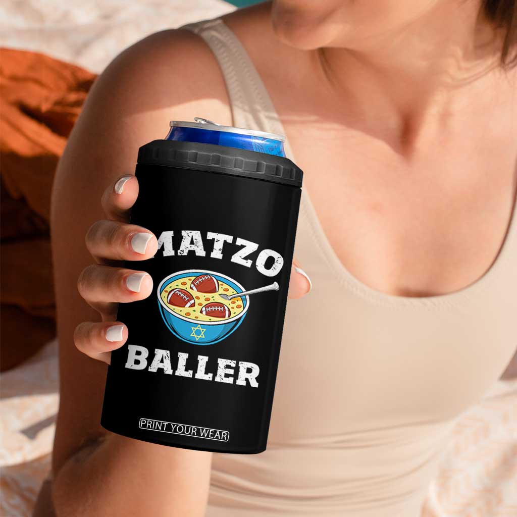 Funny Hanukkah Football 4 in 1 Can Cooler Tumbler Matzo Baller Matzah Ball Jewish Chanukah Sports Lover TS11 Print Your Wear