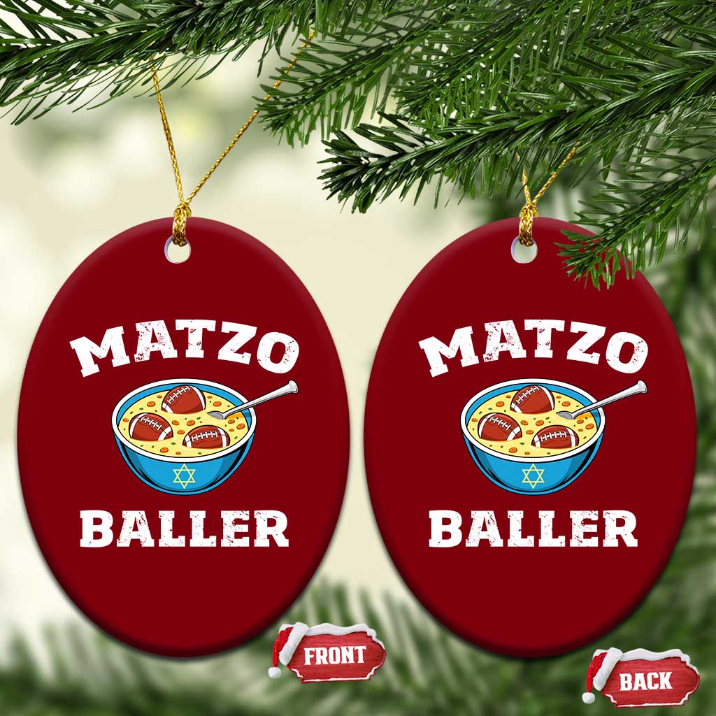 Funny Hanukkah Football Ceramic Ornament Matzo Baller Matzah Ball Jewish Chanukah Sports Lover TS11 Print Your Wear
