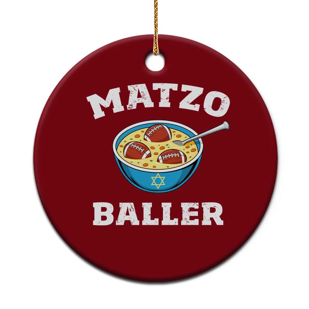 Funny Hanukkah Football Ceramic Ornament Matzo Baller Matzah Ball Jewish Chanukah Sports Lover - Print Your Wear
