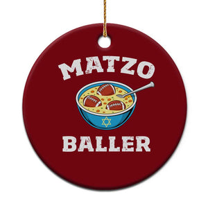 Funny Hanukkah Football Ceramic Ornament Matzo Baller Matzah Ball Jewish Chanukah Sports Lover - Print Your Wear