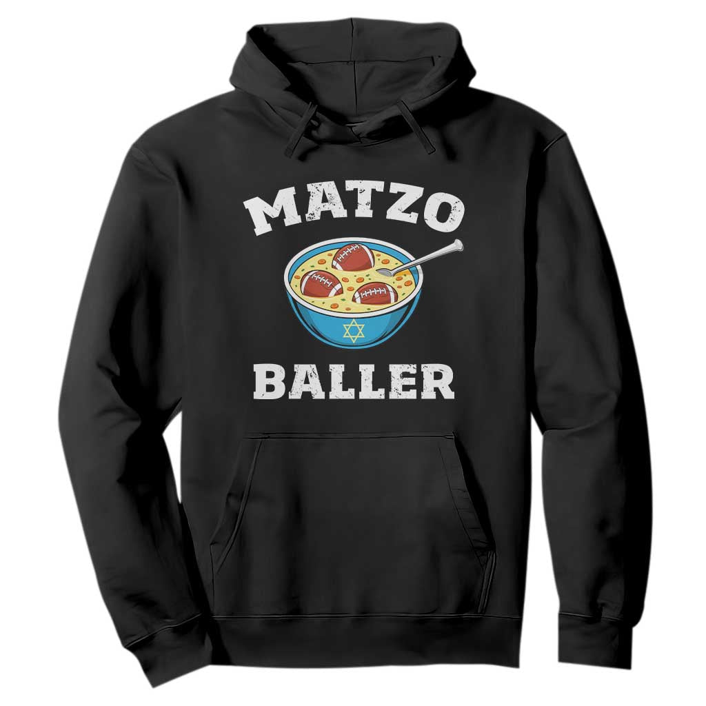 Funny Hanukkah Football Hoodie Matzo Baller Matzah Ball Jewish Chanukah Sports Lover TS11 Black Print Your Wear