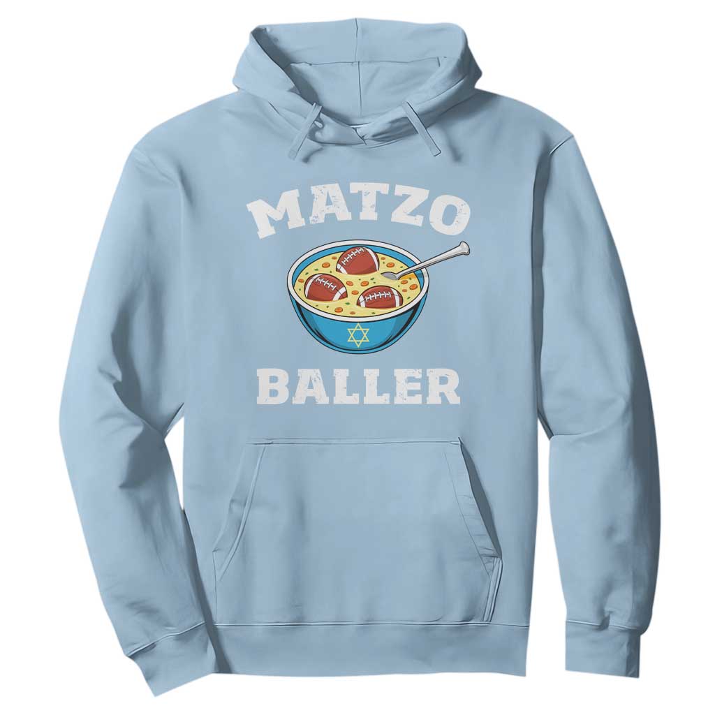 Funny Hanukkah Football Hoodie Matzo Baller Matzah Ball Jewish Chanukah Sports Lover TS11 Light Blue Print Your Wear