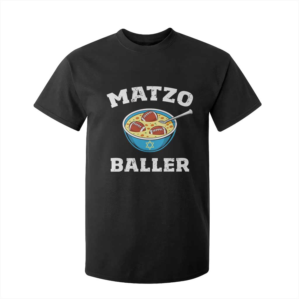 Funny Hanukkah Football T Shirt For Kid Matzo Baller Matzah Ball Jewish Chanukah Sports Lover TS11 Black Print Your Wear