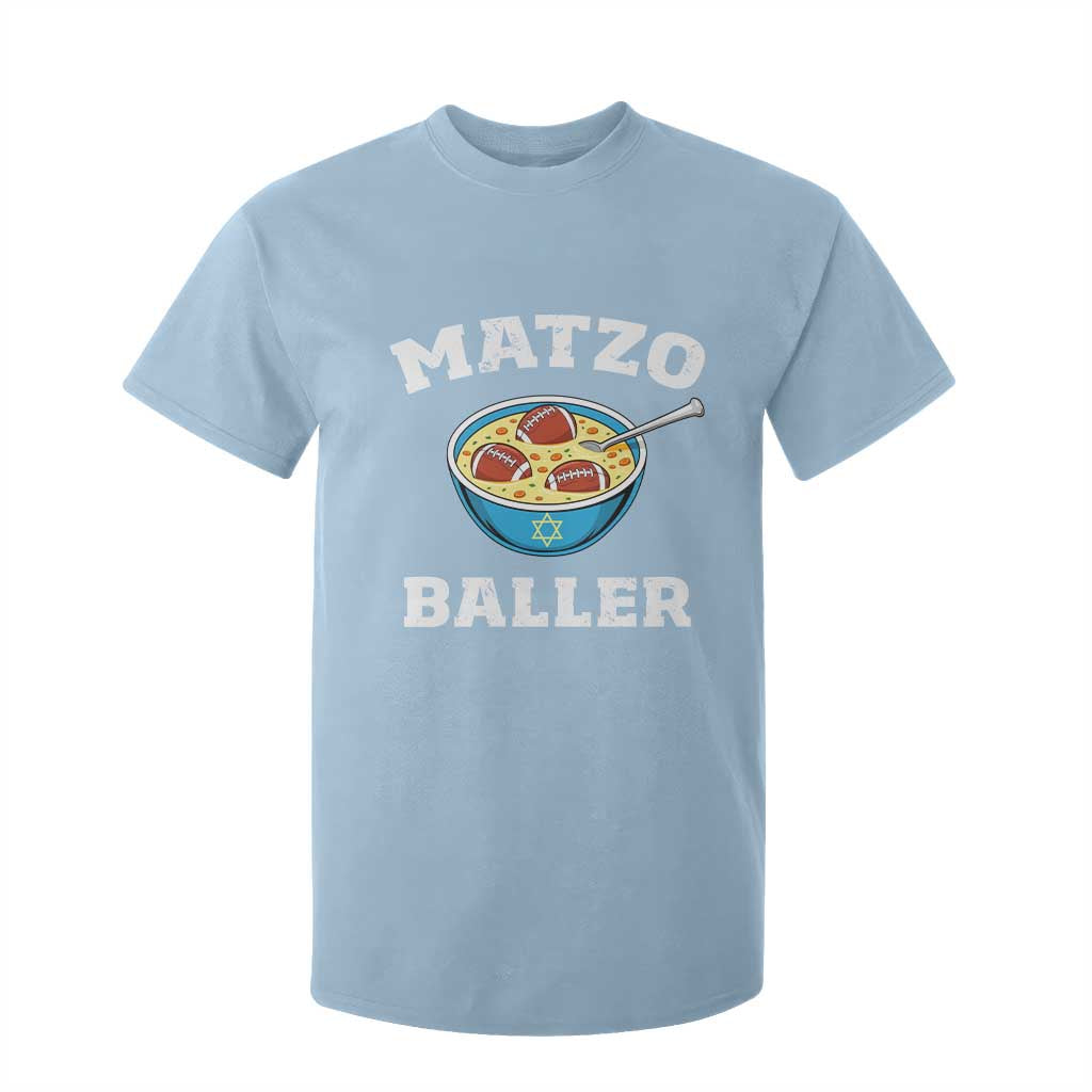 Funny Hanukkah Football T Shirt For Kid Matzo Baller Matzah Ball Jewish Chanukah Sports Lover TS11 Light Blue Print Your Wear