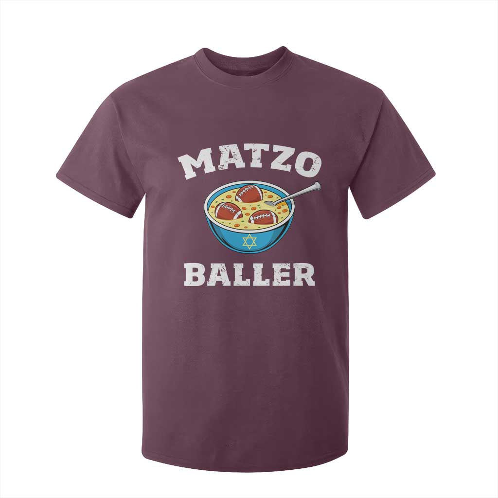 Funny Hanukkah Football T Shirt For Kid Matzo Baller Matzah Ball Jewish Chanukah Sports Lover TS11 Maroon Print Your Wear