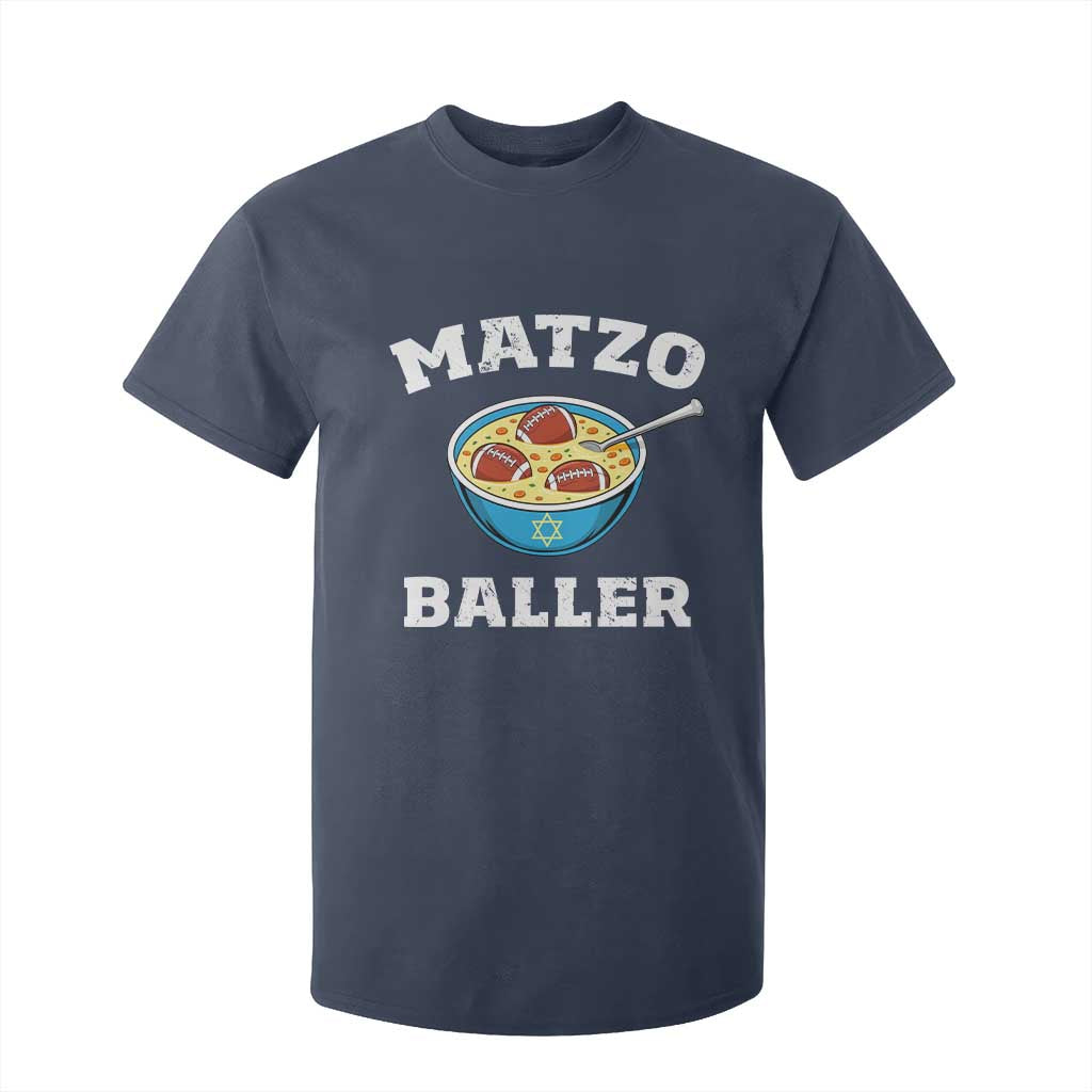 Funny Hanukkah Football T Shirt For Kid Matzo Baller Matzah Ball Jewish Chanukah Sports Lover TS11 Navy Print Your Wear