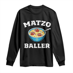 Funny Hanukkah Football Long Sleeve Shirt Matzo Baller Matzah Ball Jewish Chanukah Sports Lover TS11 Black Print Your Wear