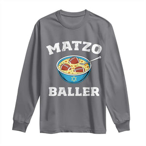 Funny Hanukkah Football Long Sleeve Shirt Matzo Baller Matzah Ball Jewish Chanukah Sports Lover TS11 Charcoal Print Your Wear