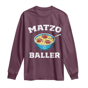 Funny Hanukkah Football Long Sleeve Shirt Matzo Baller Matzah Ball Jewish Chanukah Sports Lover TS11 Maroon Print Your Wear