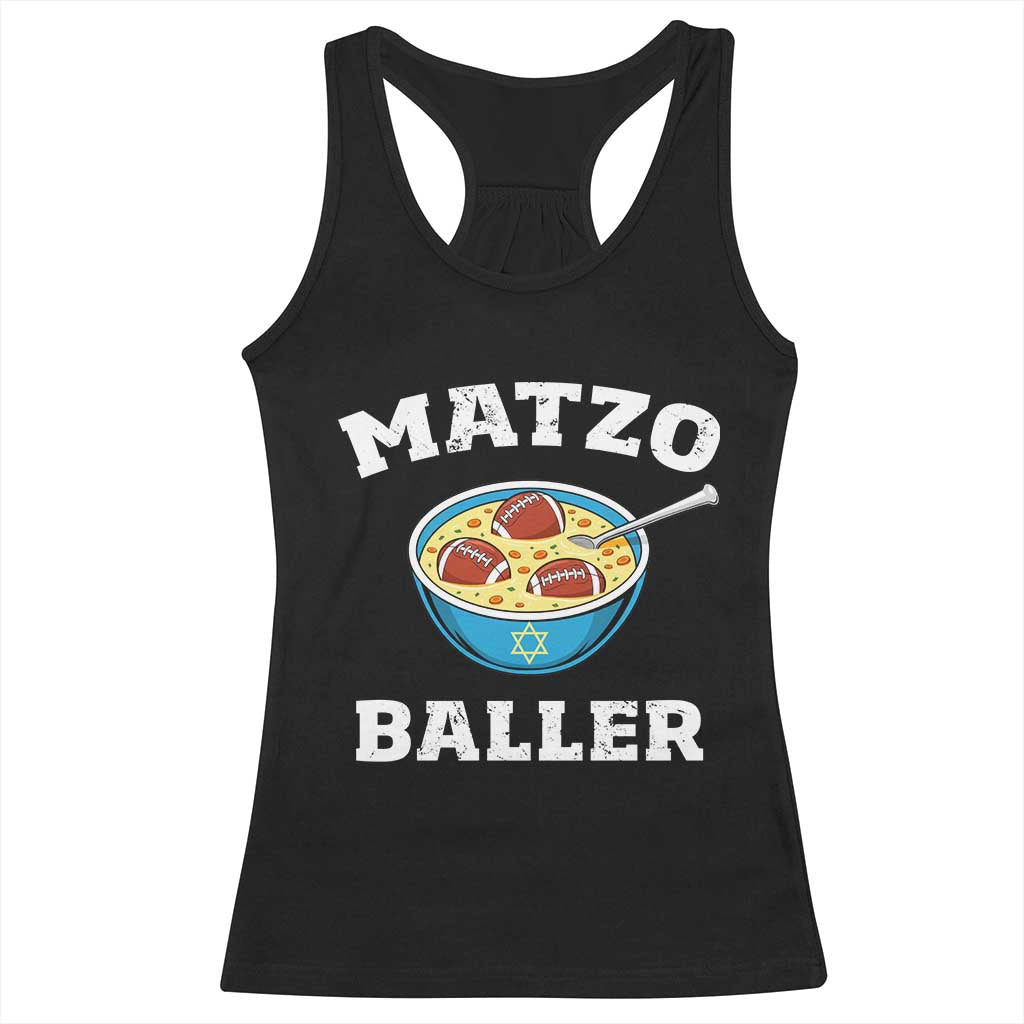 Funny Hanukkah Football Racerback Tank Top Matzo Baller Matzah Ball Jewish Chanukah Sports Lover - Print Your Wear