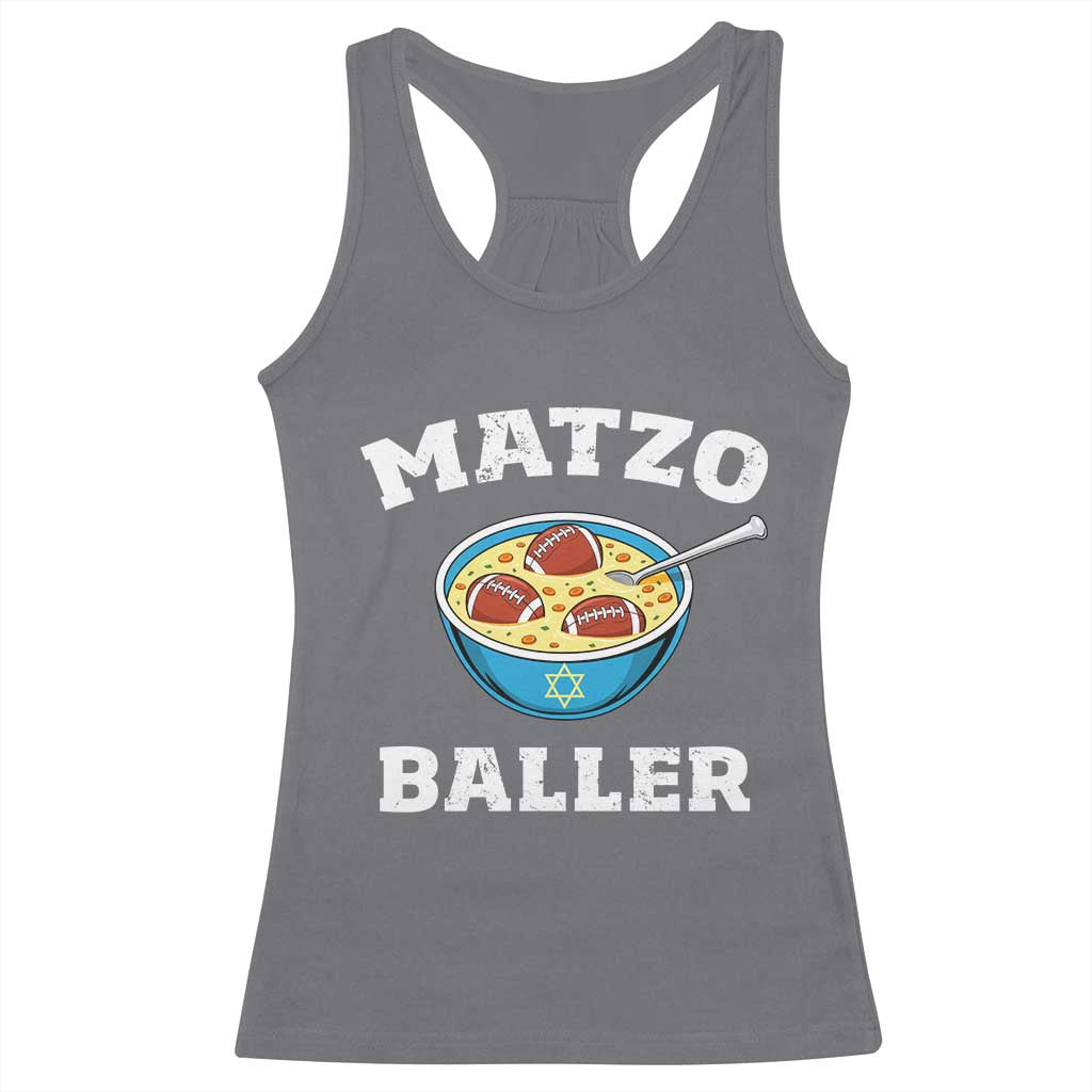 Funny Hanukkah Football Racerback Tank Top Matzo Baller Matzah Ball Jewish Chanukah Sports Lover - Print Your Wear