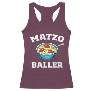 Funny Hanukkah Football Racerback Tank Top Matzo Baller Matzah Ball Jewish Chanukah Sports Lover TS11 Maroon Print Your Wear