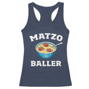 Funny Hanukkah Football Racerback Tank Top Matzo Baller Matzah Ball Jewish Chanukah Sports Lover TS11 Navy Print Your Wear