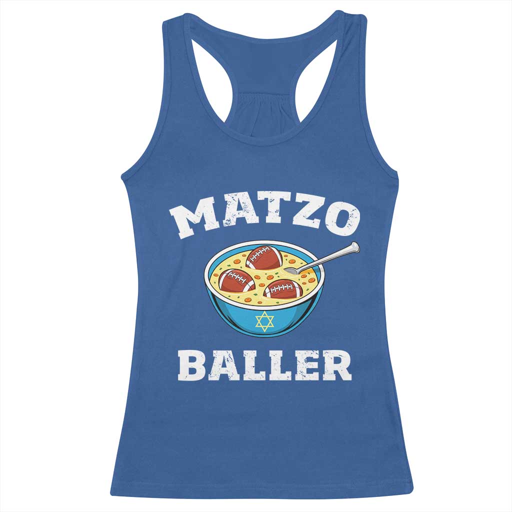 Funny Hanukkah Football Racerback Tank Top Matzo Baller Matzah Ball Jewish Chanukah Sports Lover - Print Your Wear
