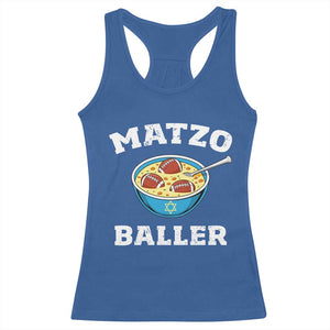 Funny Hanukkah Football Racerback Tank Top Matzo Baller Matzah Ball Jewish Chanukah Sports Lover - Print Your Wear