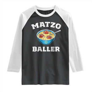 Funny Hanukkah Football Raglan Shirt Matzo Baller Matzah Ball Jewish Chanukah Sports Lover TS11 Black White Print Your Wear