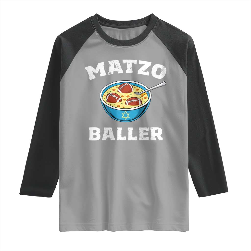 Funny Hanukkah Football Raglan Shirt Matzo Baller Matzah Ball Jewish Chanukah Sports Lover TS11 Sport Gray Black Print Your Wear