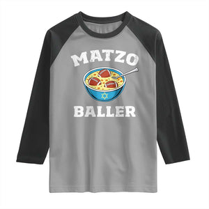 Funny Hanukkah Football Raglan Shirt Matzo Baller Matzah Ball Jewish Chanukah Sports Lover TS11 Sport Gray Black Print Your Wear