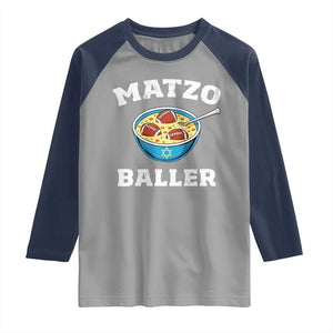 Funny Hanukkah Football Raglan Shirt Matzo Baller Matzah Ball Jewish Chanukah Sports Lover TS11 Sport Gray Navy Print Your Wear