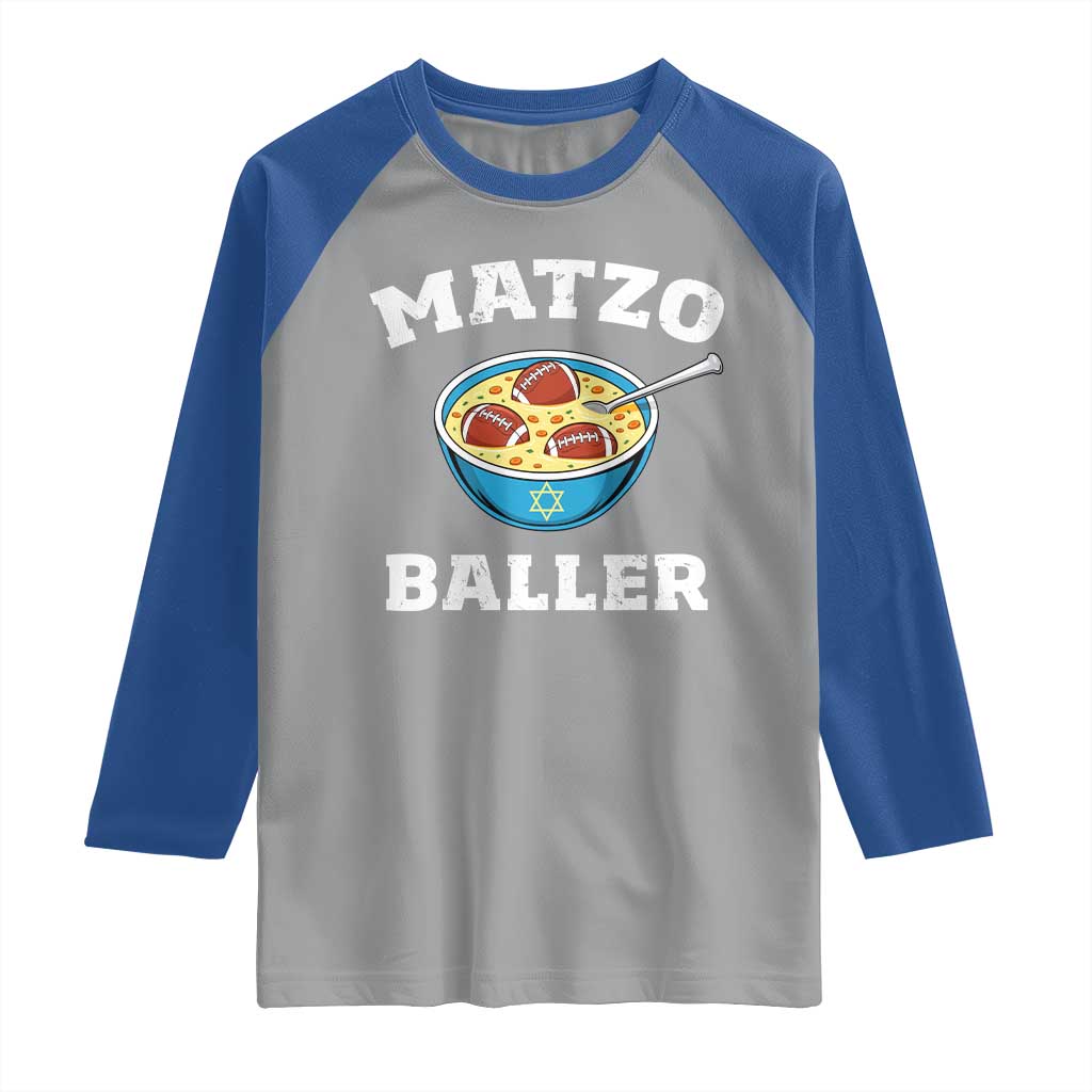Funny Hanukkah Football Raglan Shirt Matzo Baller Matzah Ball Jewish Chanukah Sports Lover TS11 Sport Gray Royal Print Your Wear