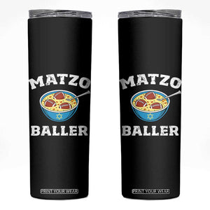 Funny Hanukkah Football Skinny Tumbler Matzo Baller Matzah Ball Jewish Chanukah Sports Lover TS11 Black Print Your Wear