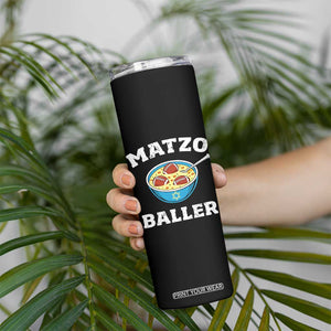 Funny Hanukkah Football Skinny Tumbler Matzo Baller Matzah Ball Jewish Chanukah Sports Lover TS11 Print Your Wear