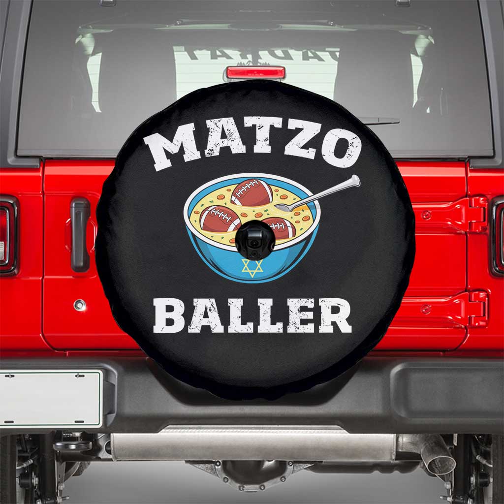 Funny Hanukkah Football Spare Tire Cover Matzo Baller Matzah Ball Jewish Chanukah Sports Lover TS11 Black Print Your Wear