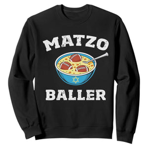 Funny Hanukkah Football Sweatshirt Matzo Baller Matzah Ball Jewish Chanukah Sports Lover TS11 Black Print Your Wear