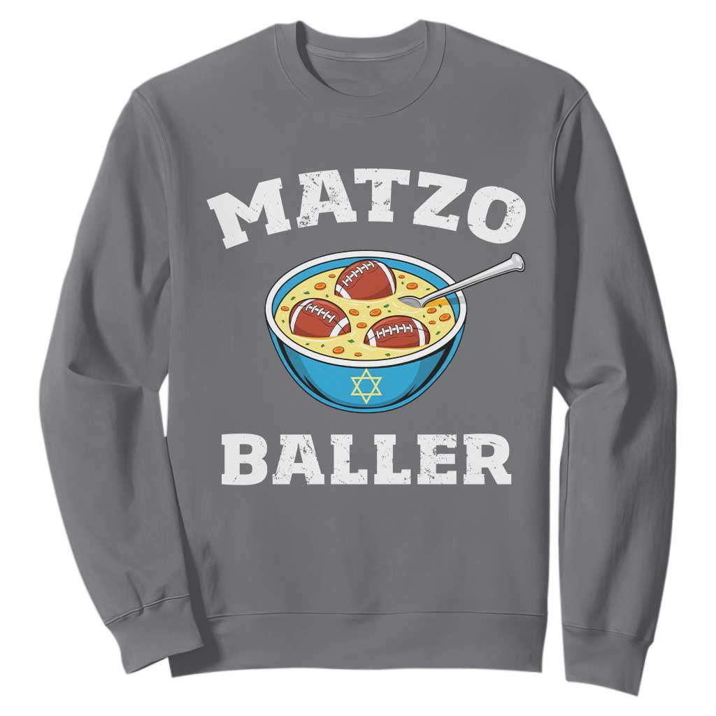 Funny Hanukkah Football Sweatshirt Matzo Baller Matzah Ball Jewish Chanukah Sports Lover TS11 Charcoal Print Your Wear