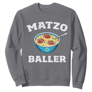 Funny Hanukkah Football Sweatshirt Matzo Baller Matzah Ball Jewish Chanukah Sports Lover TS11 Charcoal Print Your Wear