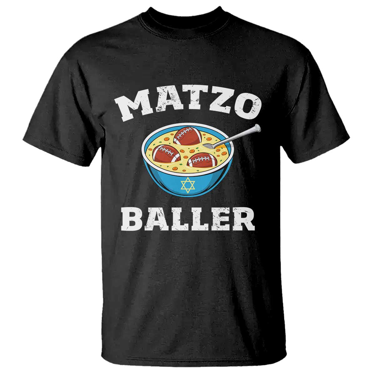 Funny Hanukkah Football T Shirt Matzo Baller Matzah Ball Jewish Chanukah Sports Lover TS11 Black Print Your Wear